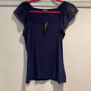 NEW WITH TAG - Express Navy Blue Blouse